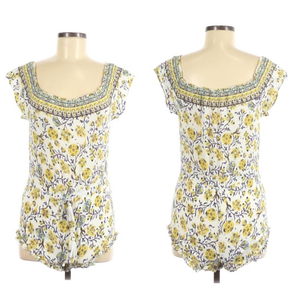 NWT Cotton Candy Off the Shoulder Floral Romper Yellow